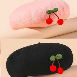 Pinup Accessories 1940s 1950s Retro Vintage Cherry Decor French Beret Hat NEW